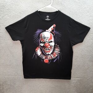 Killer Clown Shirt Adult Large Black Halloween Haunted House Horror Movie Tee